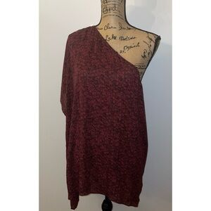 Michael Kors One-Shoulder Red and Black Patterned Top